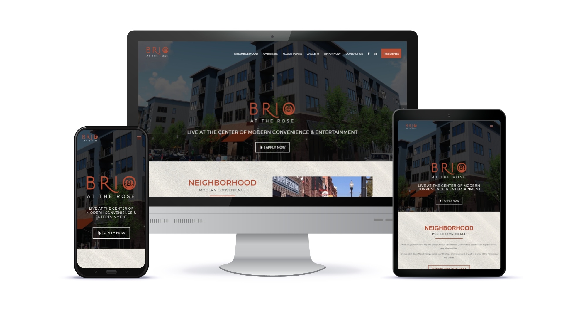 Tulsa website design for Brio at the Rose by D2 Branding