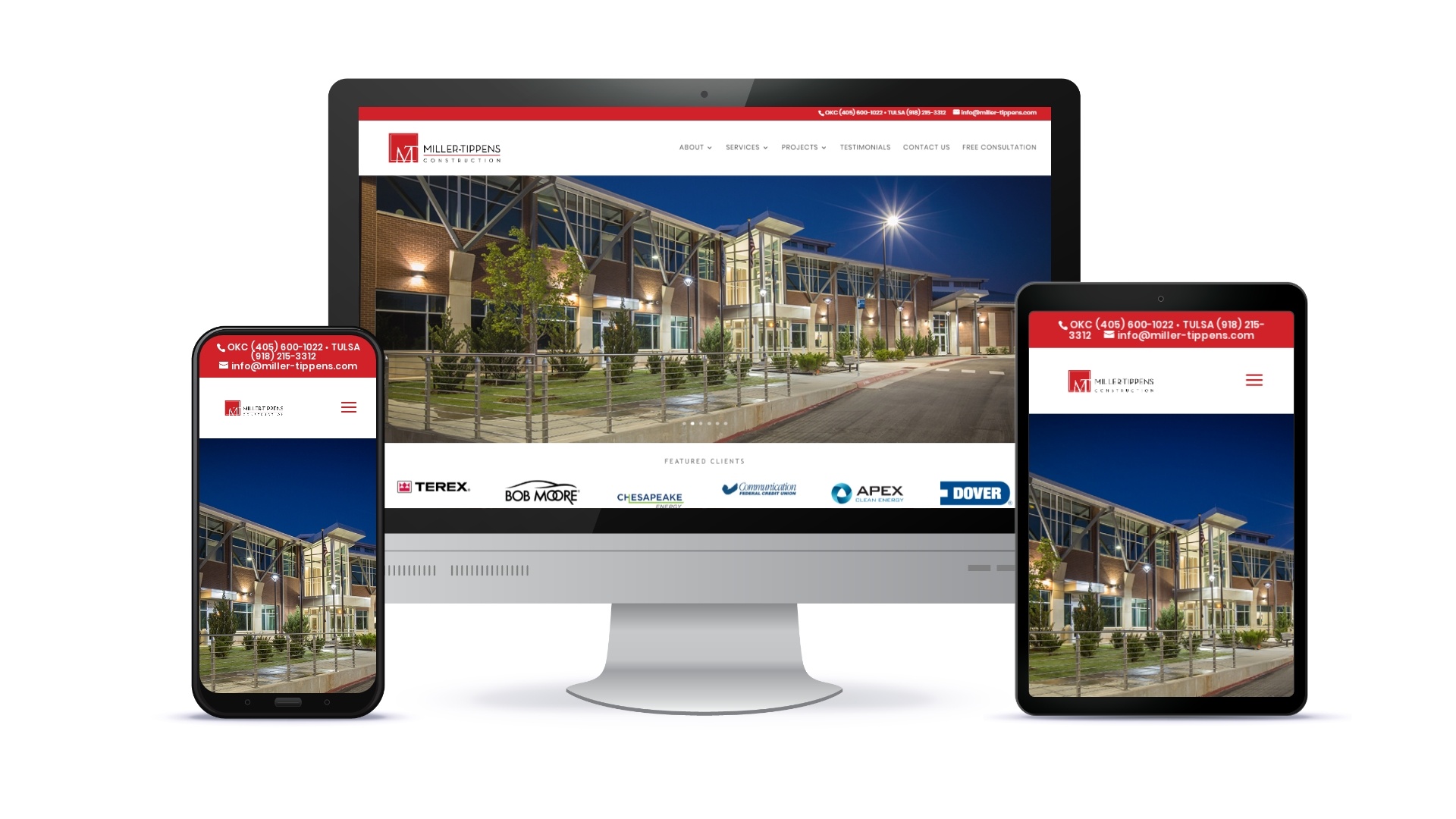 Tulsa website design for Miller Tippins Construction by D2 Branding