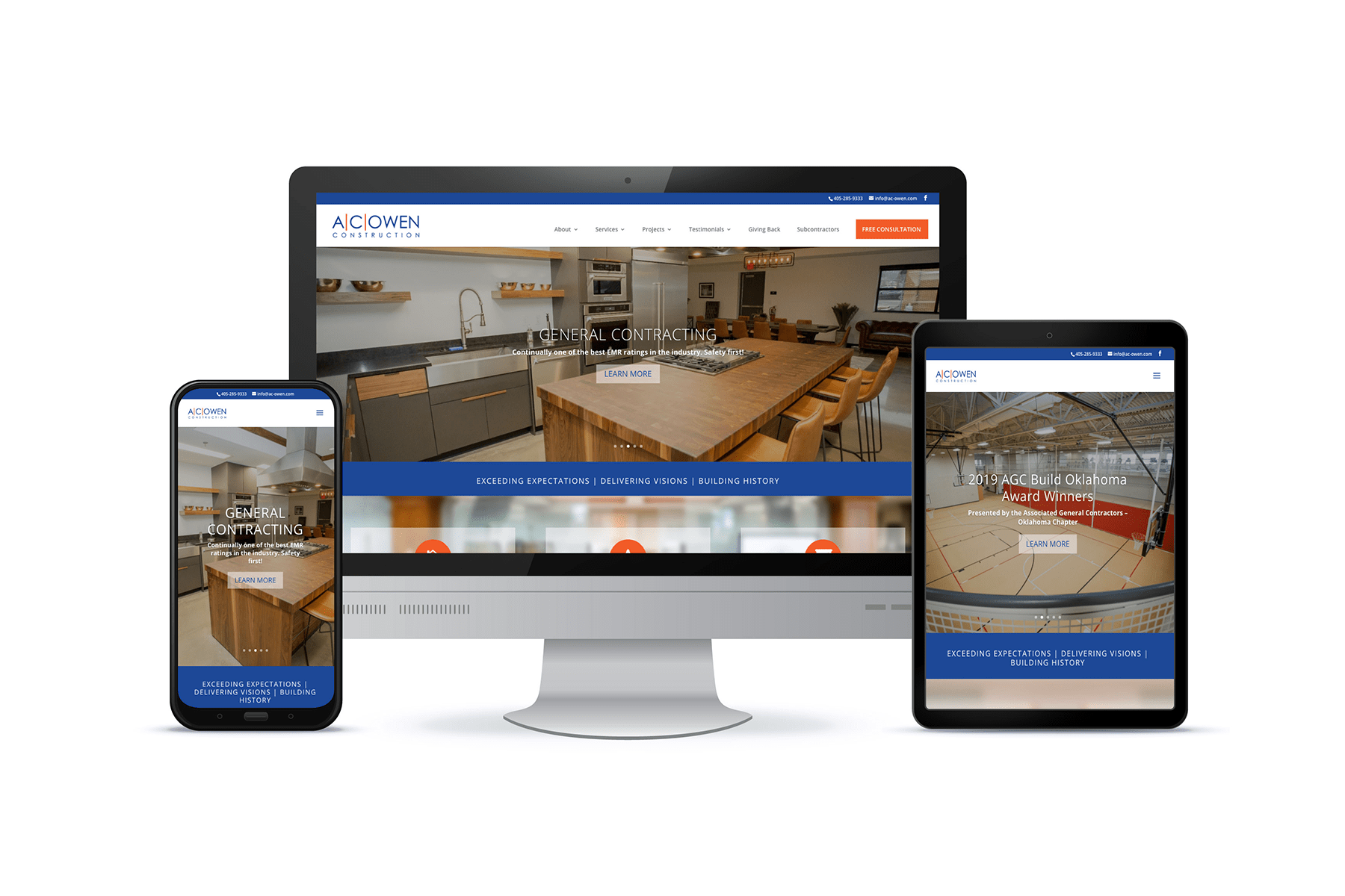 Tulsa website design for AC Owen Construction by D2 Branding