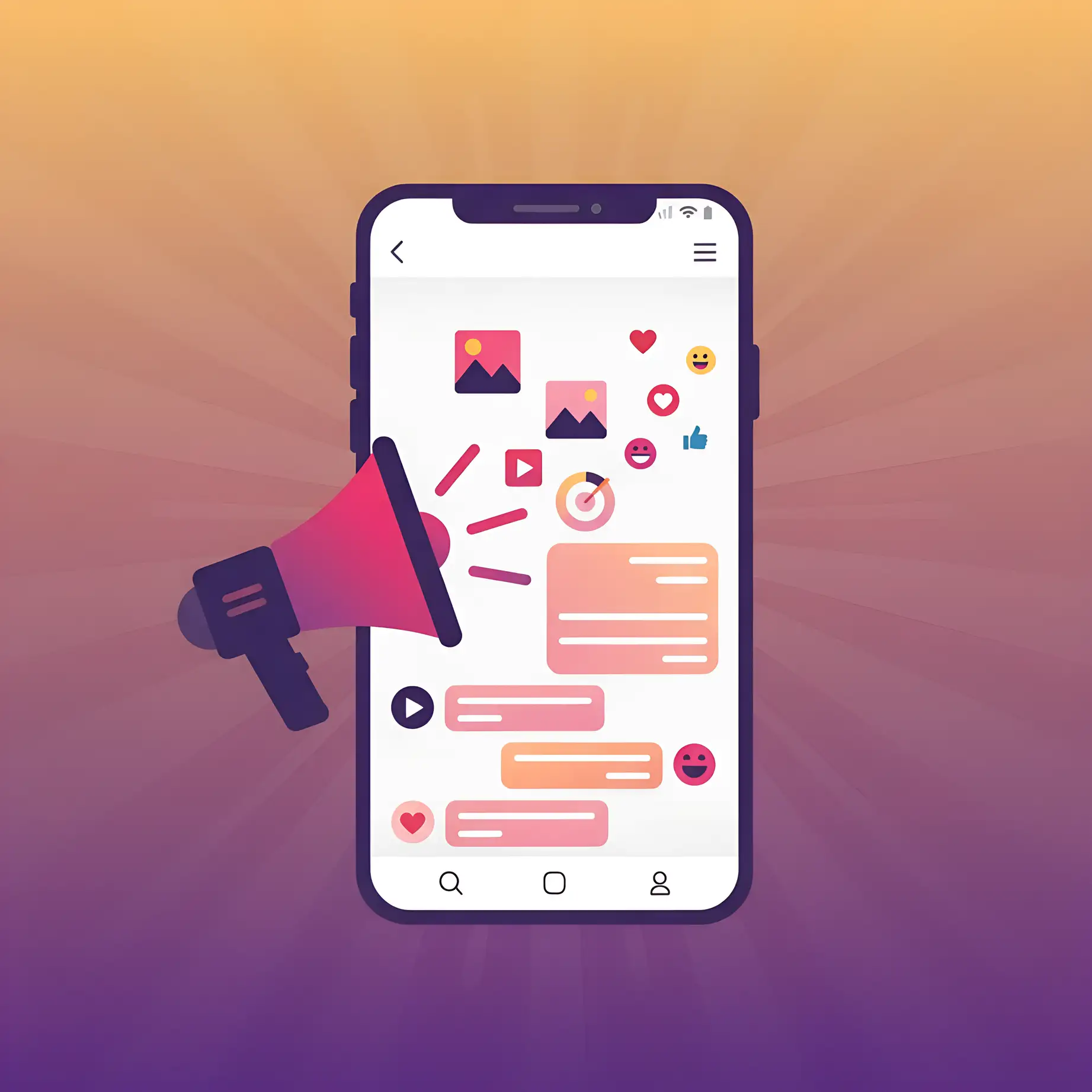 Instagram Broadcast Channel: A Creator’s Guide to Boosting Engagement A megaphone sending content to an Instagram broadcast channel on a smartphone.